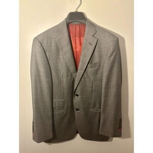 Adrian Jules Gray Men’s Wool-Silk Sport Coat Blazer 2-Button Red Lining 42R